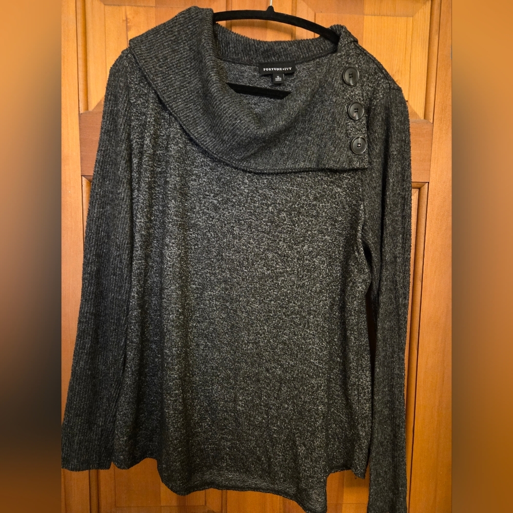 Dark Gray Cowl Neck Sweater